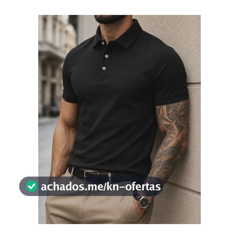 Camisa Polo Masculina Piquet Slim Manga Curta Preto M