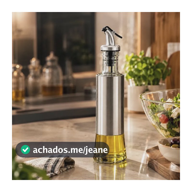 Azeiteiro Galheteiro Vidro E Inox 300ml Bico Dosador