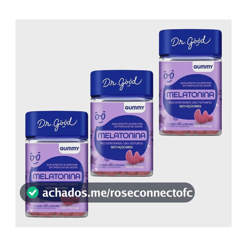 Kit 3 Melatonina em Gomas Sabor Morango 60Gomas Fini Dr Good