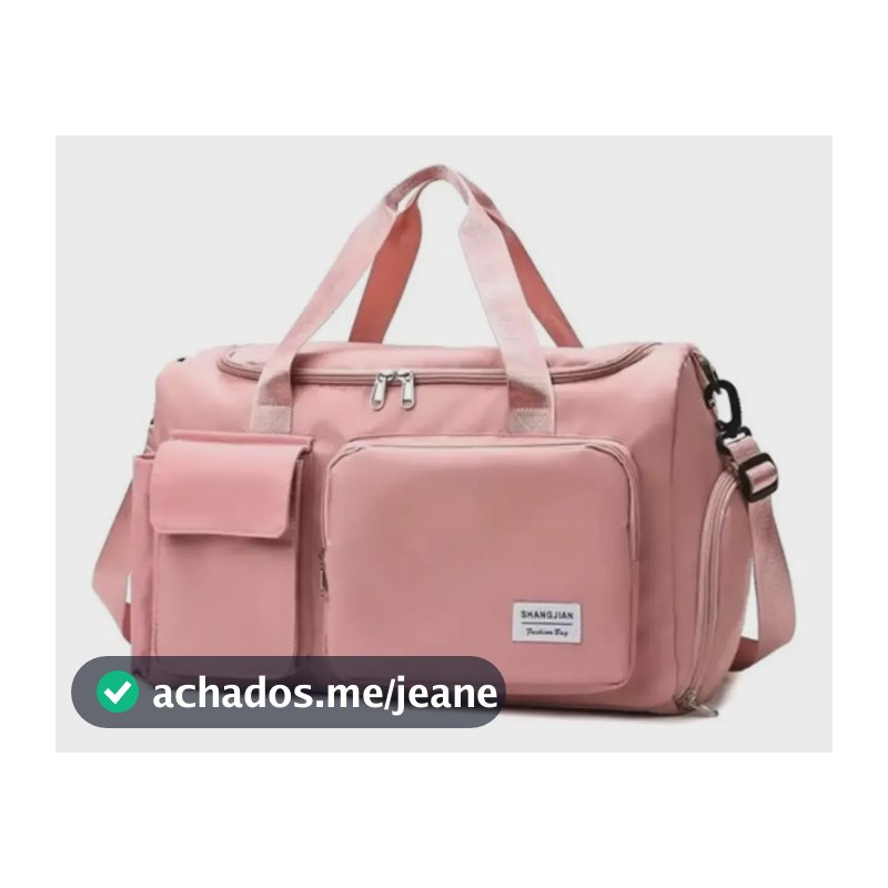 Bolsa Mala Feminina E Masculina Para Viagem Academia Tenis Cor Rosa Lisa