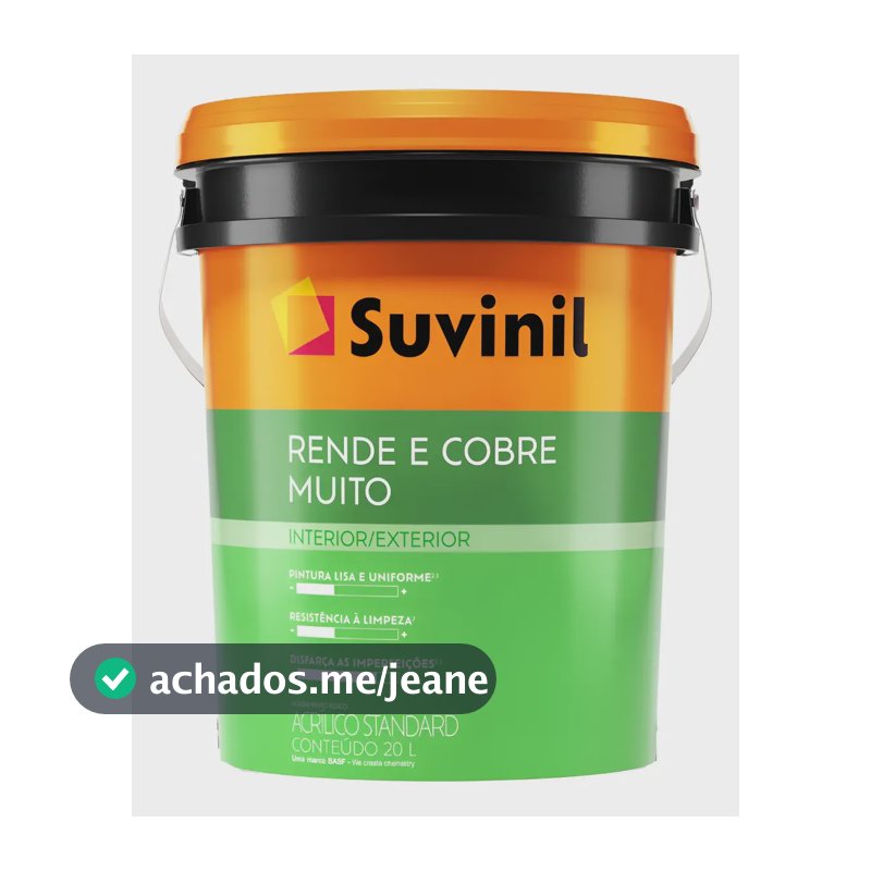 Tinta Acrílica Rende E Cobre Muito Branco 20 Litros Suvinil Branco Fosco