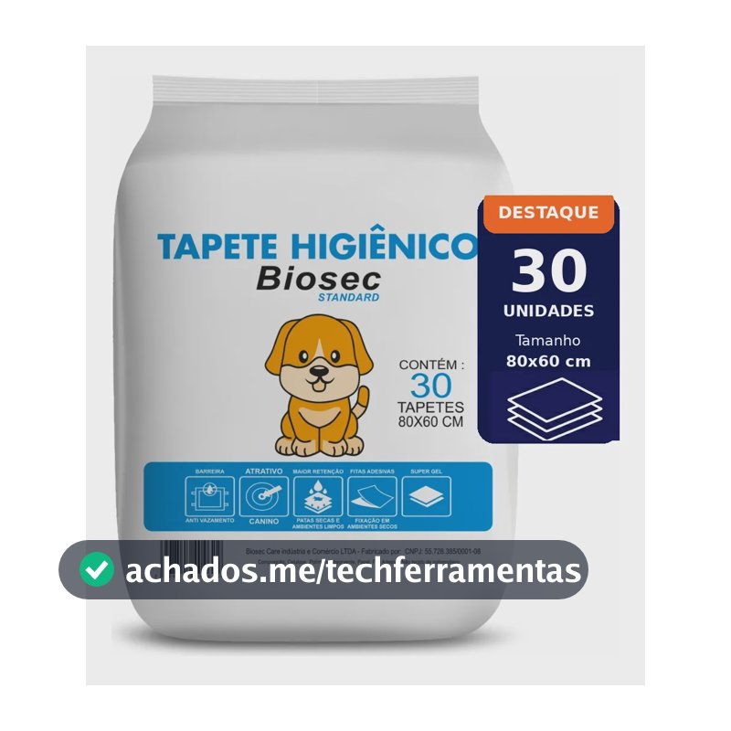 Tapete Higiênico Profissional 30 Unidades - 1ª Linha (80x60) Branco