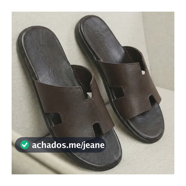 Chinelo Masculino Nj Couro Slide Anti Stress Original Macio