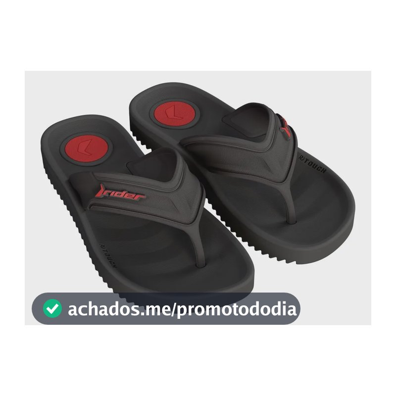 Chinelo Rider Trace Masculino 12608 Preto/preto/vermelho Liso 39.40