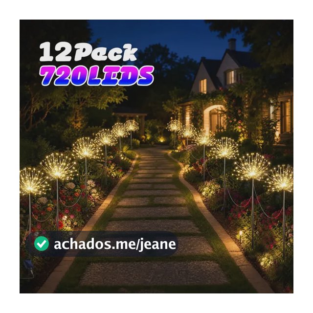 Kit 12 Luzes Solar Fogos De Artifício 720 Leds Amarelo 3v