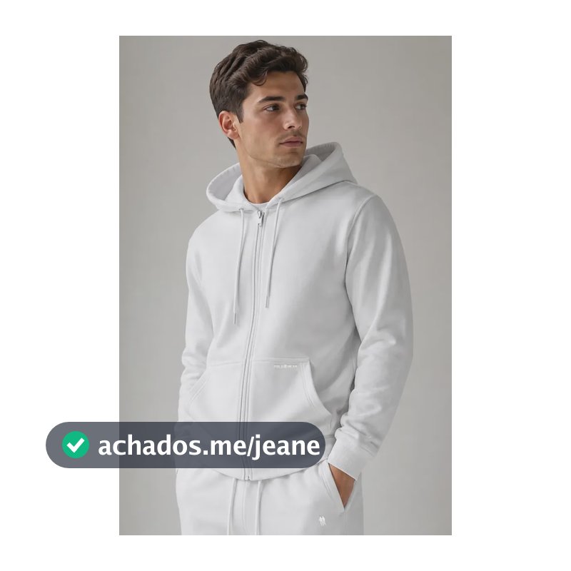 Jaqueta Moletom Masculina Com Zíper E Capuz Polo Wear Branco G Branco