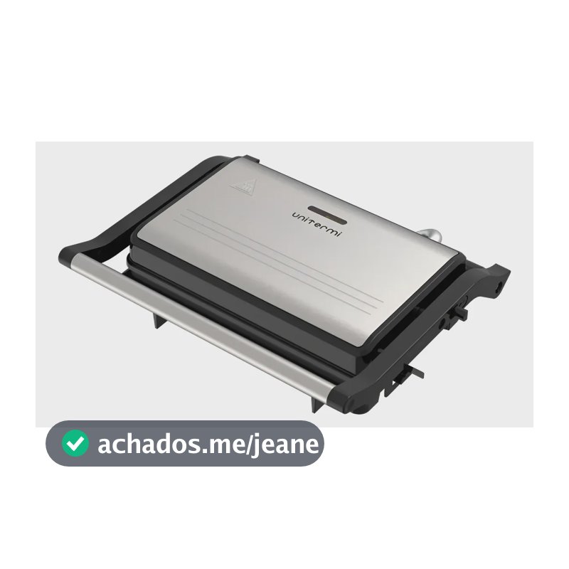 Grill Sanduicheira Elétrica Preta Potente 1000w Antiaderente Cromado 127v