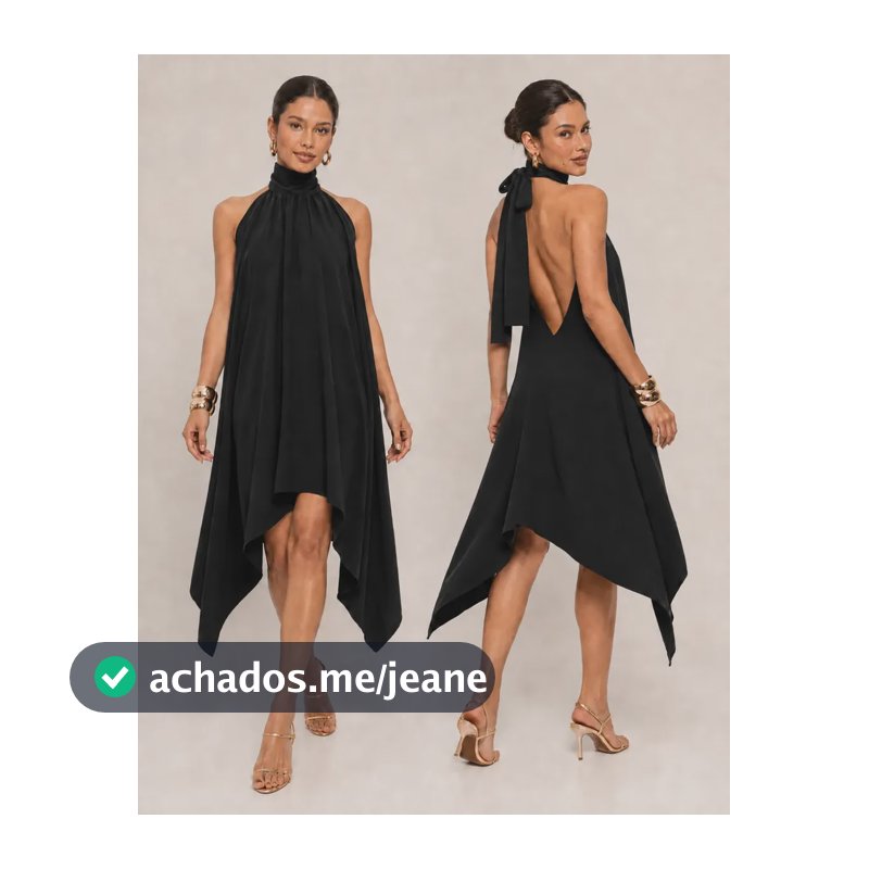 Vestido Curto Assimétrico Moda Festa Verão Ombro Manga Luxo Preto Lisa P M G Gg