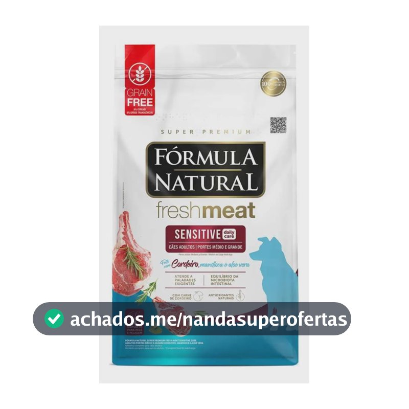 Ração Seca Fórmula Natural Fresh Meat Sensitive Cães Média/Grande 12kg