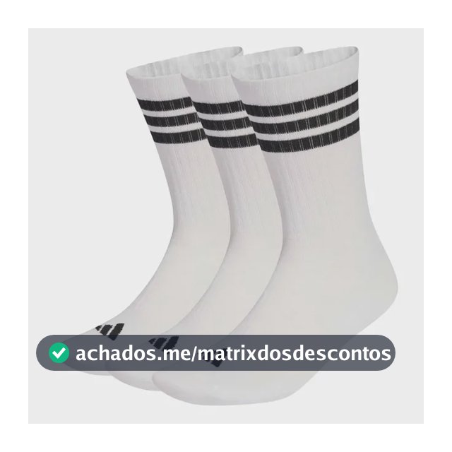 3 Pares De Meias Acolchoadas Três Listras adidas Branco Lisa G