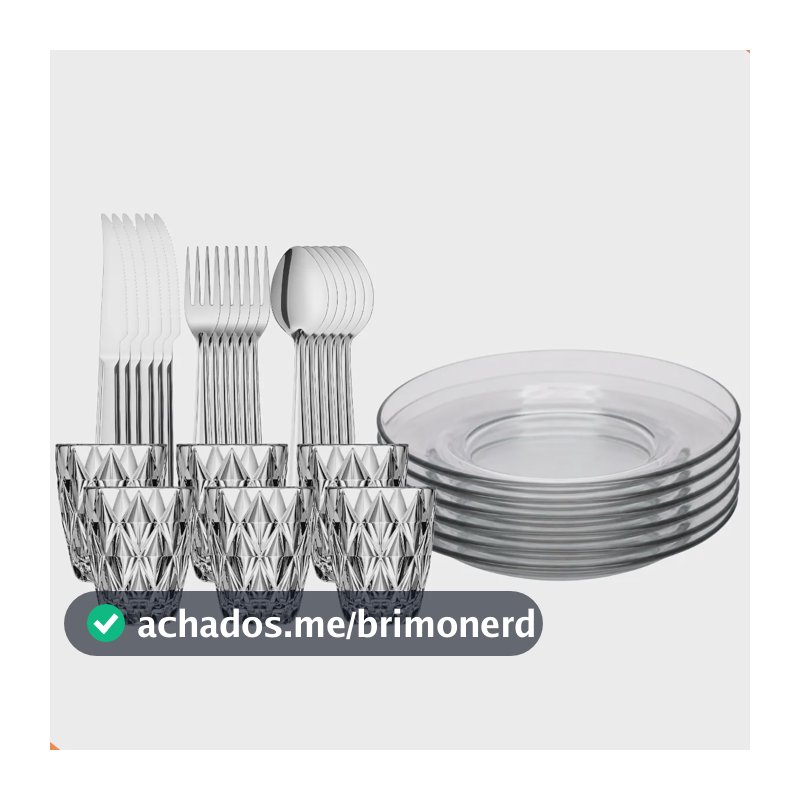 Aparelho De Jantar 30 Peças Copos Diamond Pratos E Talheres Transparente Diamond