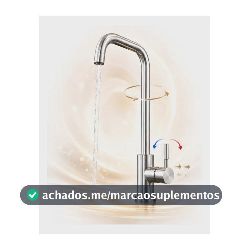 Torneira Cozinha Inox Quente Frio Misturador Bancada Gourmet Cinza Escovado