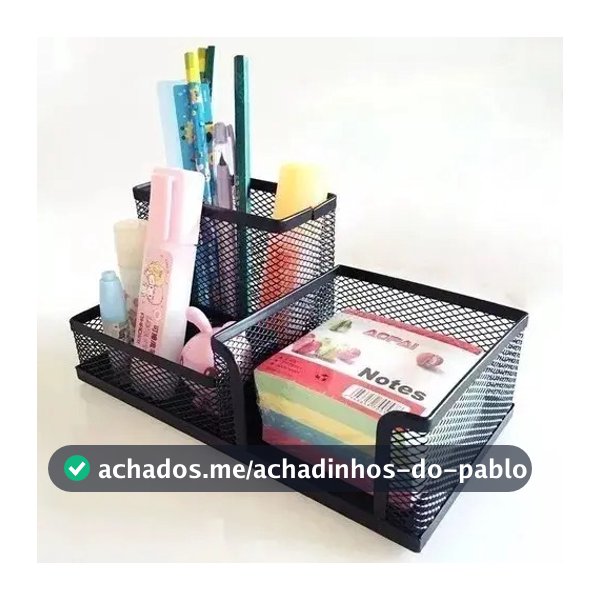 Organizador De Mesa Telado Escritório Porta Lápis Canetas Trecos Aramado - Efigen
