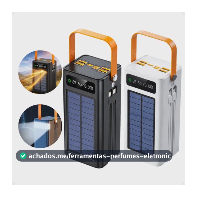 Carregador Portátil Power Bank Solar Turbo 50.000mah Rápido Branco