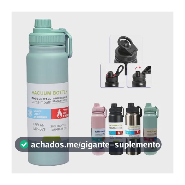 800mlgarrafa Térmica Água Squeeze Inox Academiaquente E Frio Azul-celeste