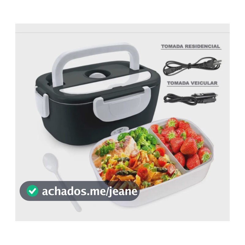 Marmita Elétrica VLX Plástico 1.5L Bivolt 110v/220v 12v/24v Preto
