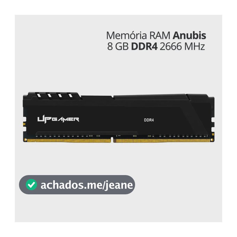 Memória RAM Desktop 8GB DDR4 2666MHz para PC, Módulo Interno com Dissipador de Calor - Linha Anubis UP Gamer