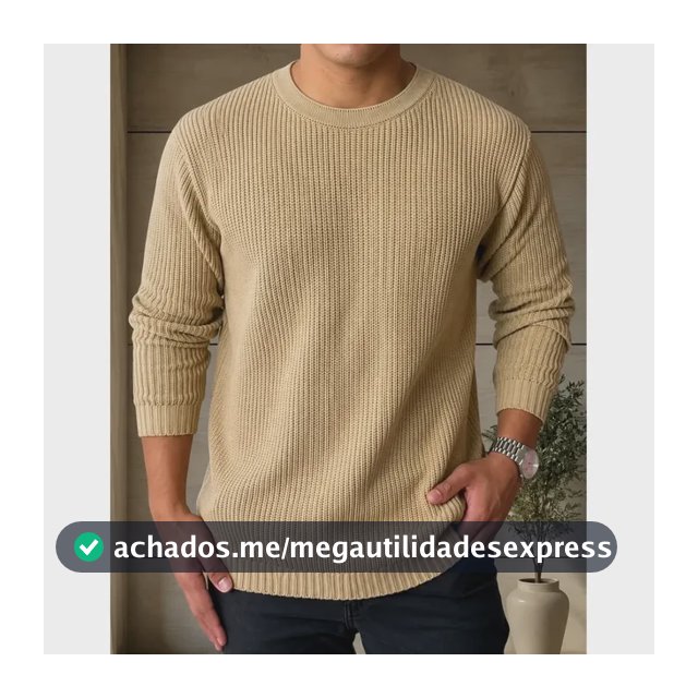 Suéter Masculino Lã Tricot Blusa De Frio Social Manga Longa