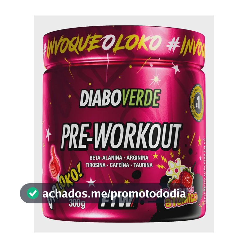 Suplemento em pó FTW Diabo verde Dip Loko! Pré treino sabor Morango Atômico x 300g