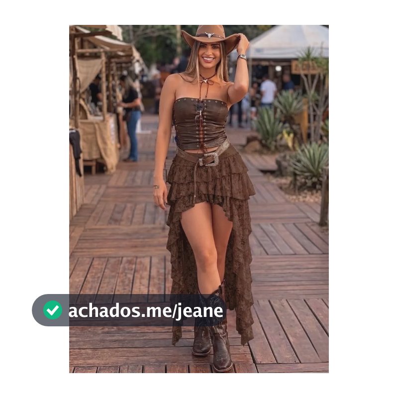 Saia Renda Babados Com Short Marrom Único