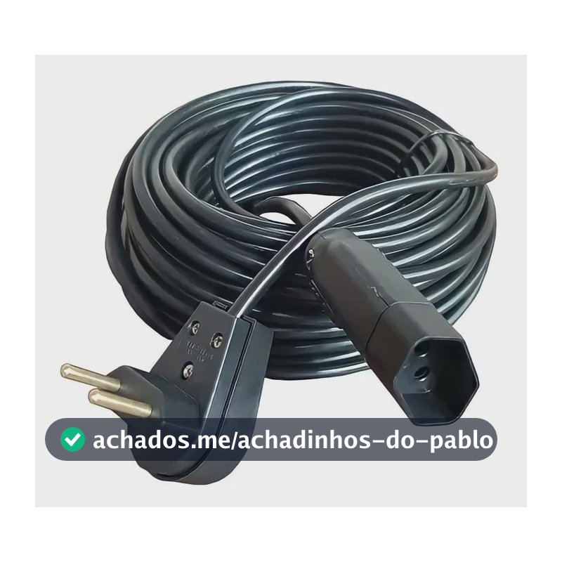 Extensão Elétrica 20 Metros 10a Cabo Pp 2x1,0 Reforçada Cor Preto Click Cabos