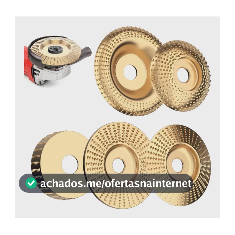 Kit 5 Disco De Desbaste Para Esculpir Madeiras Profissional Dourado