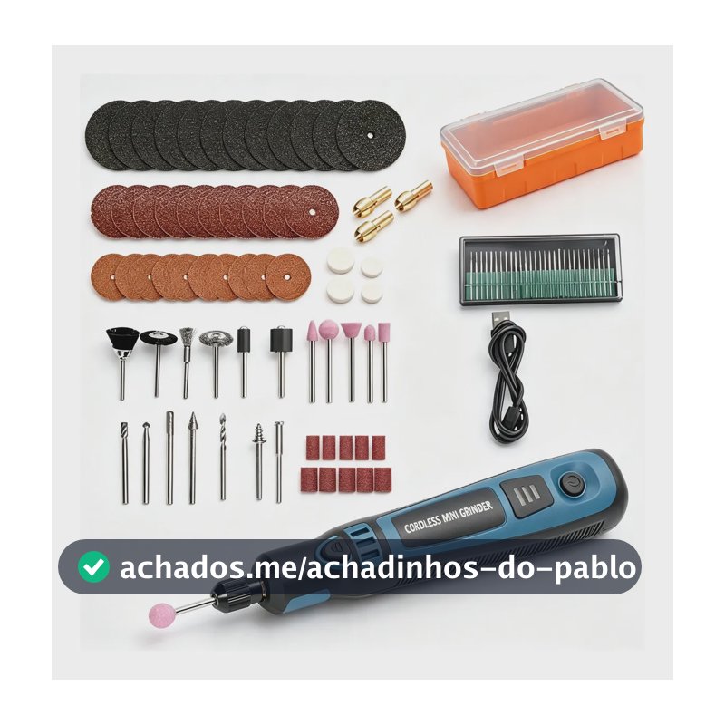 Micro Retífica Com Acessórios Mini Furadeira E Maleta 96 Pcs