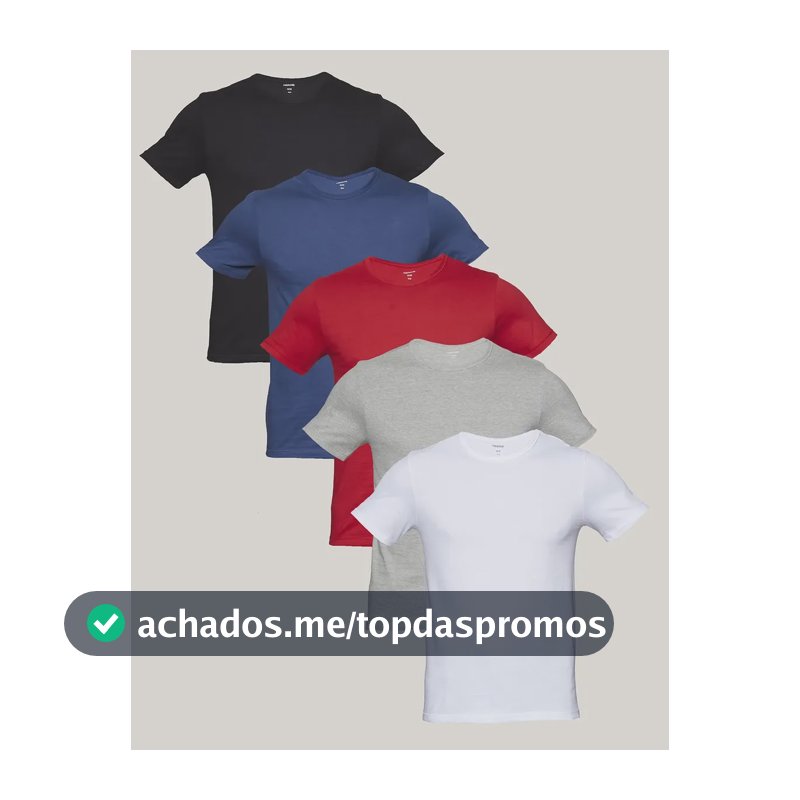 Kit Com 5 Camisetas Masculinas Lisa Multicolorida Hering Multicolorido Liso G