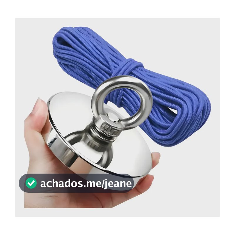 Iman De Neodímio Para Pesca Magnetica 80kg + Corda Azul