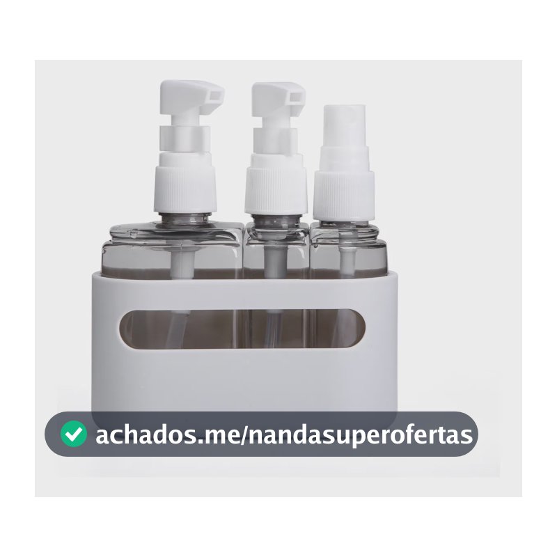 Kit Viagem 3 Frascos Pump Spray Creme Shampoo Condicionador Cor Cinza