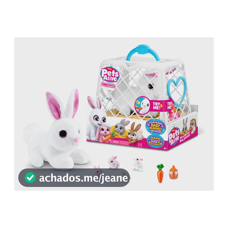 Pelúcia Mamãe Coelha Pets Alive Mama Bunny Surprise Branco