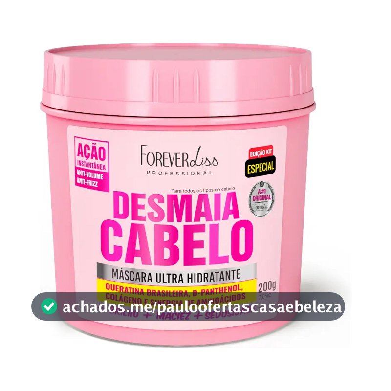 Máscara Ultra Hidratante Desmaia Cabelo Forever Liss 200g