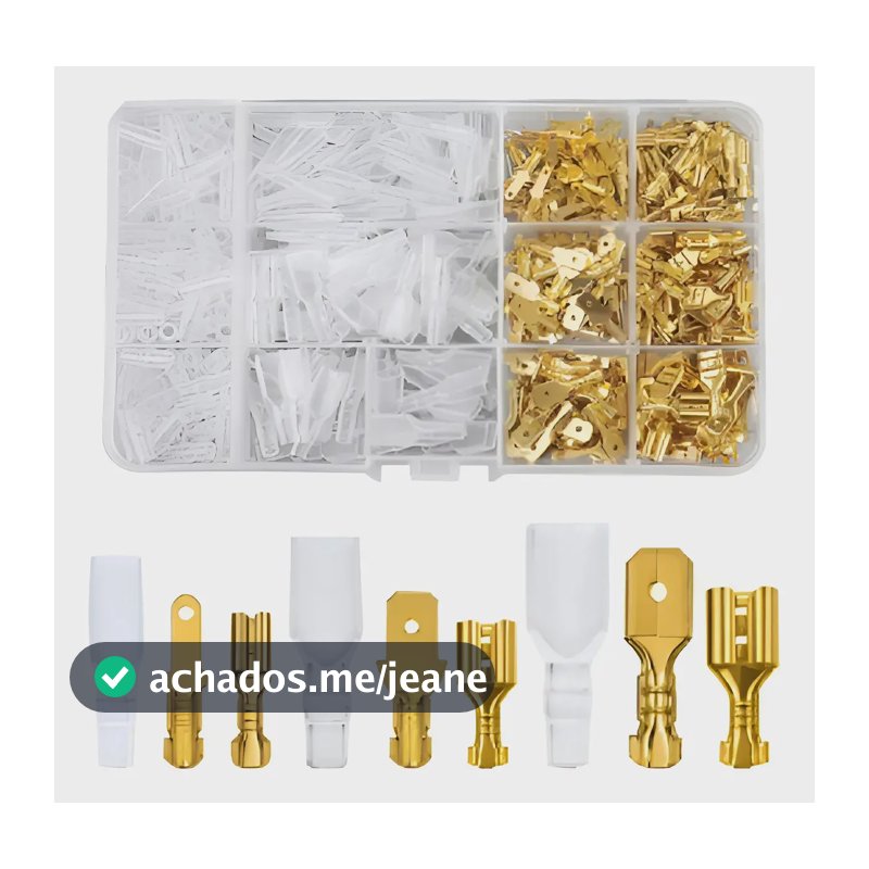 Kit 135 Pçs Conector Emenda Fio Macho Fêmea 2.8/4.8/6.3mm Dourado