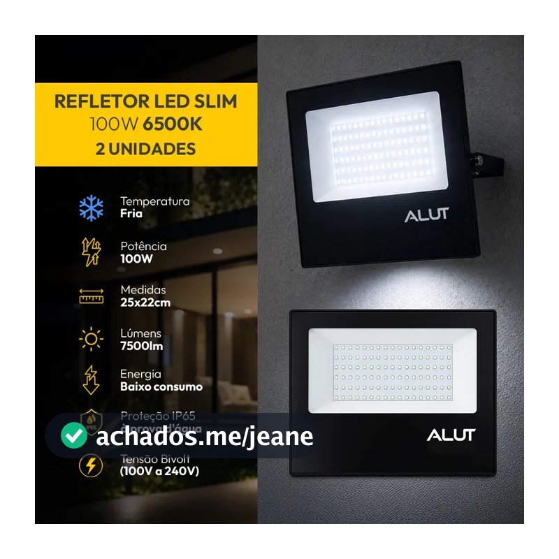 Kit 2 Refletor Led 100w 6500k Branco Frio A Prova D'água Alut Cod: Alut000701-2 Alut By Avant