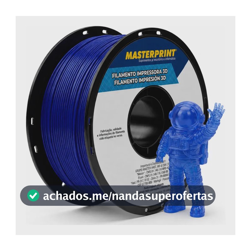 Filamento De Impressora 3d Petg 1,75mm 1kg Masterprint Azul Translucido