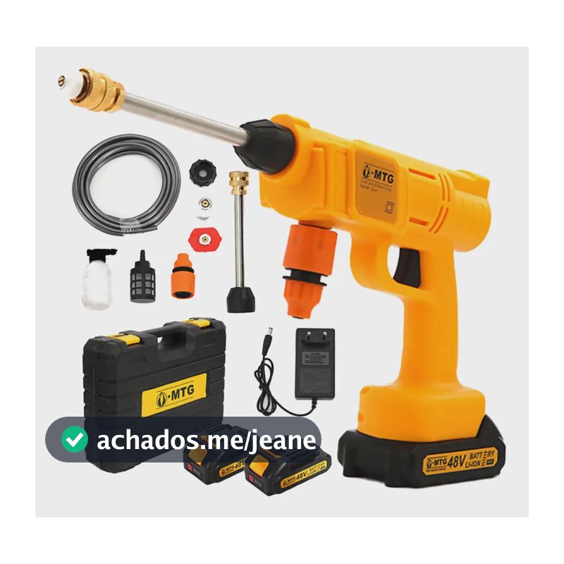 Lavadora De Alta Pressão Portátil Recarregável | 2 Baterias Amarelo