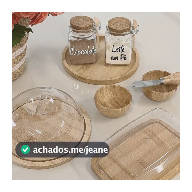 Kit Mesa Posta Bambu 8 Peças