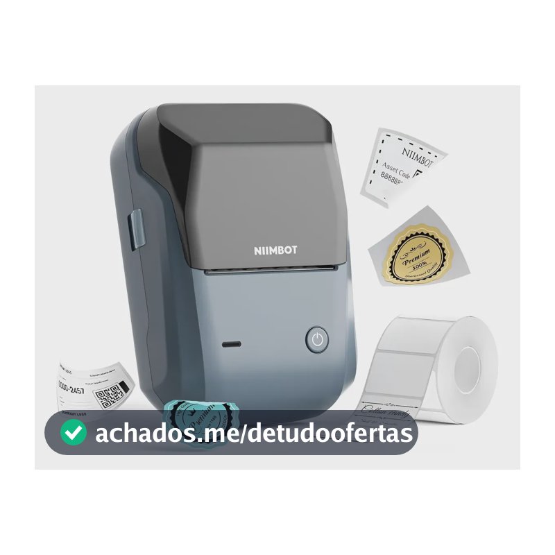Impressora Térmica Niimbot B1 Bluetooth + 1 Rolo Etiqueta Azul-petróleo