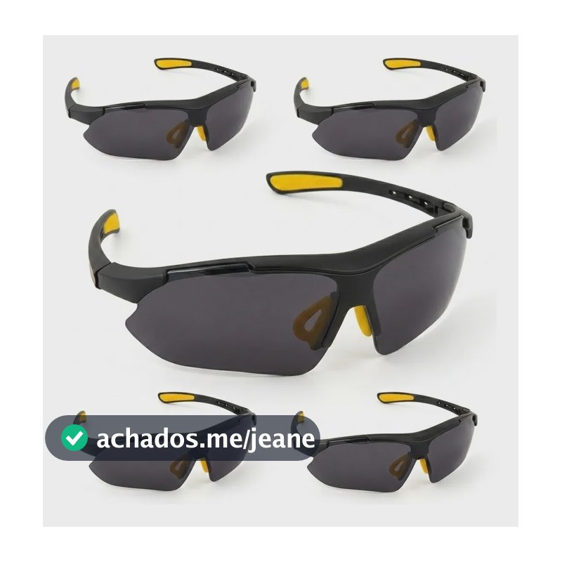 Kit 5 Óculos Fumê Escuro Proteção Esportivo Segurança Epi Ca Fumê - Escuro