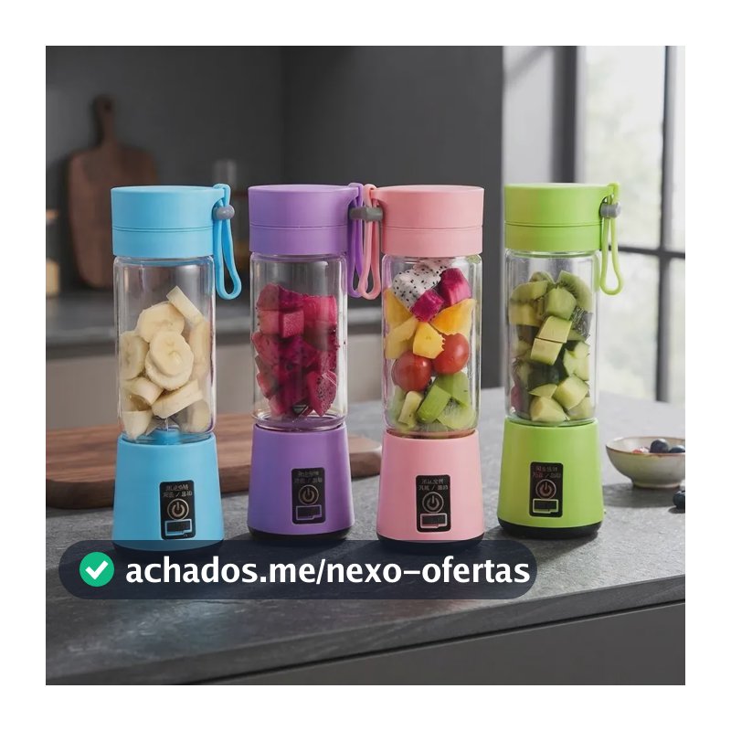 Mini Liquidificador Portátil Shake 6 Laminas + Cabo Usb