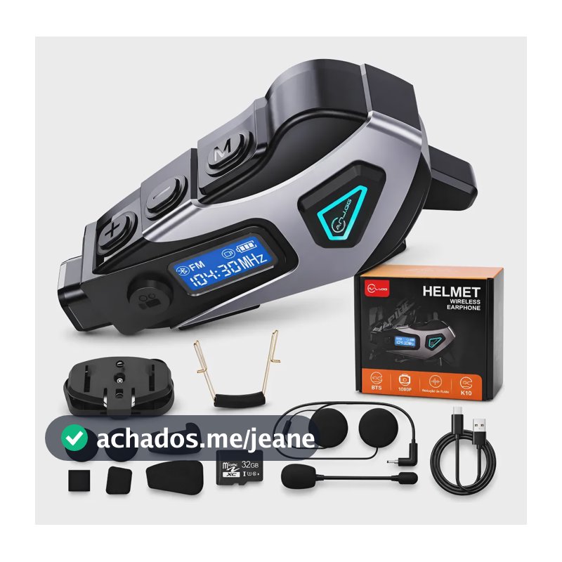 Intercomunicador Moto Câmera Full Hd Wifi Bluetooth 5.0
