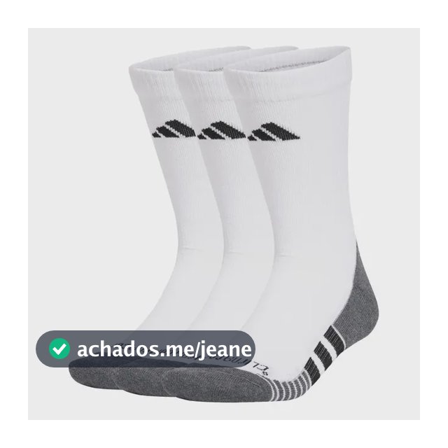Meias Crew Cushioned Climacool 3 Pares Branco adidas