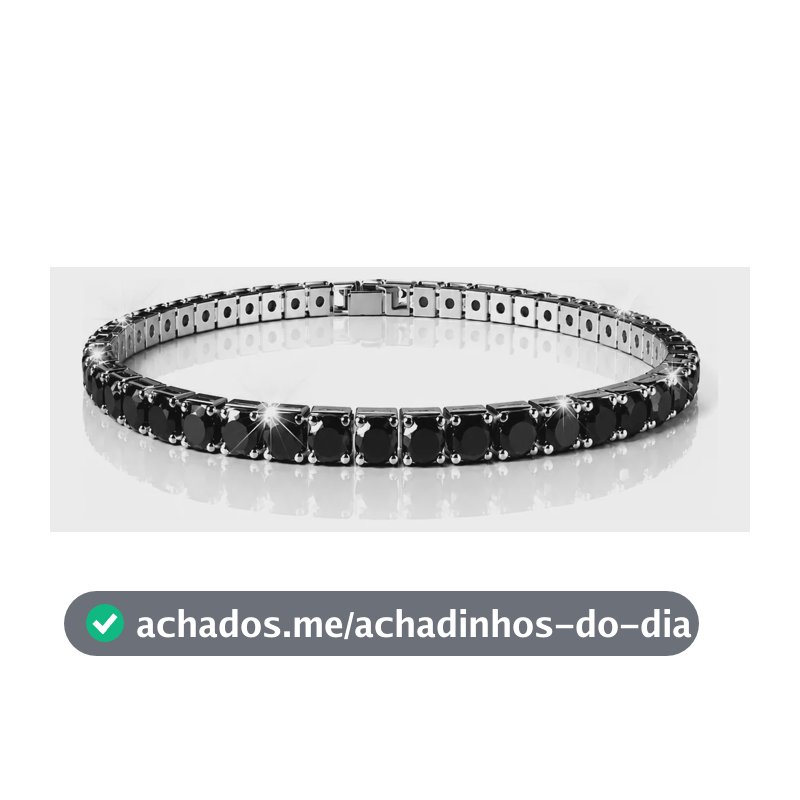 Pulseira Riviera Zircônia Preta Aço Luxo Unissex Social Preto 17 Cm