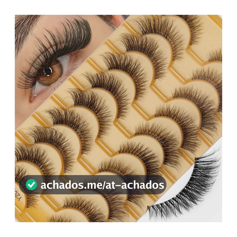 Cílios de Mink Sintético YSDO: Extensão Natural com Efeito Olho de Gato, Pack de 10 Pares