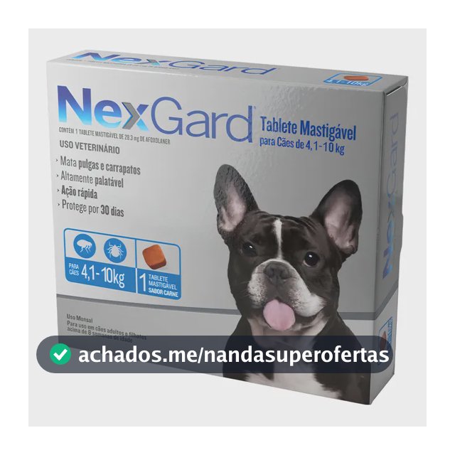 NexGard Para Cães de 4 a 10 Kg com 1 comprimido Contra Pulgas e Carrapatos