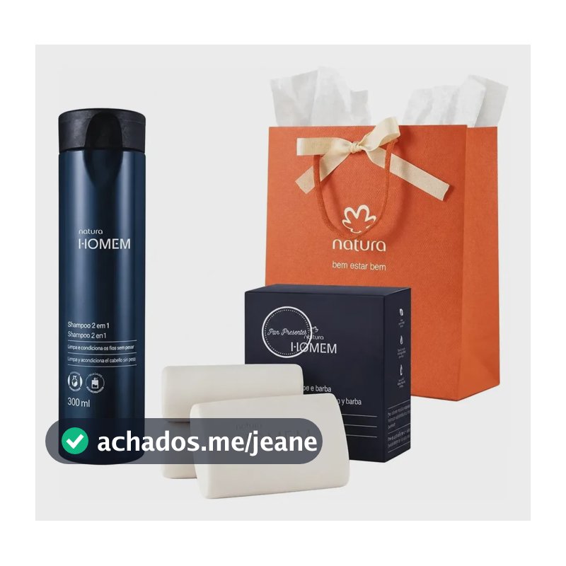 Presente Natura Homem Shampoo 2 Em 1 + Sabonetes 3 Unid