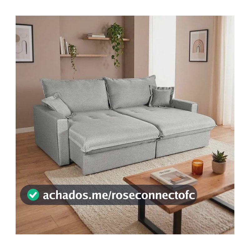 Sofá Cama Lume Sem Caixa 1,90m Linho Cinza - King House Cinza
