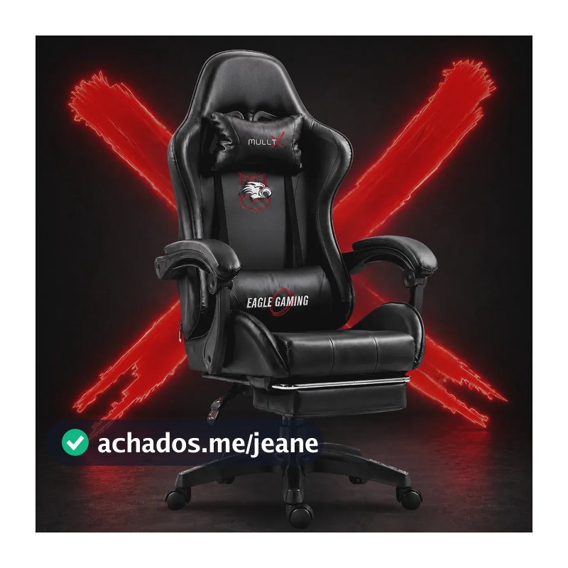 Cadeira Gamer Escritório Com Apoio Para Os Pés Grande Confortavel e Ergonômica Cor Preto Marca MULLTX GAMING