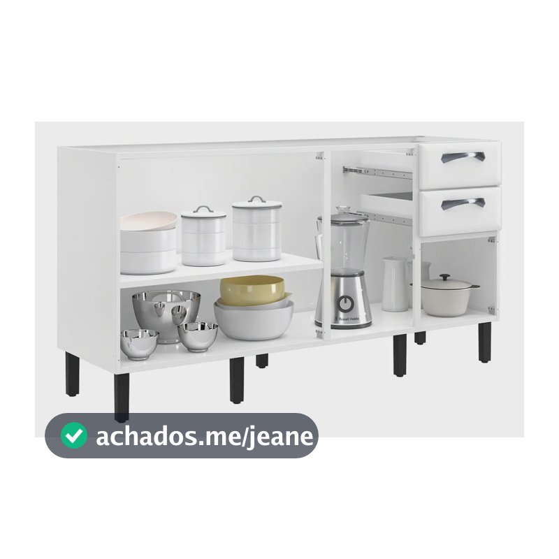 Balcão Itatiaia New Premium de Aço 160 cm Com 4 Portas e 2 Gavetas Branco