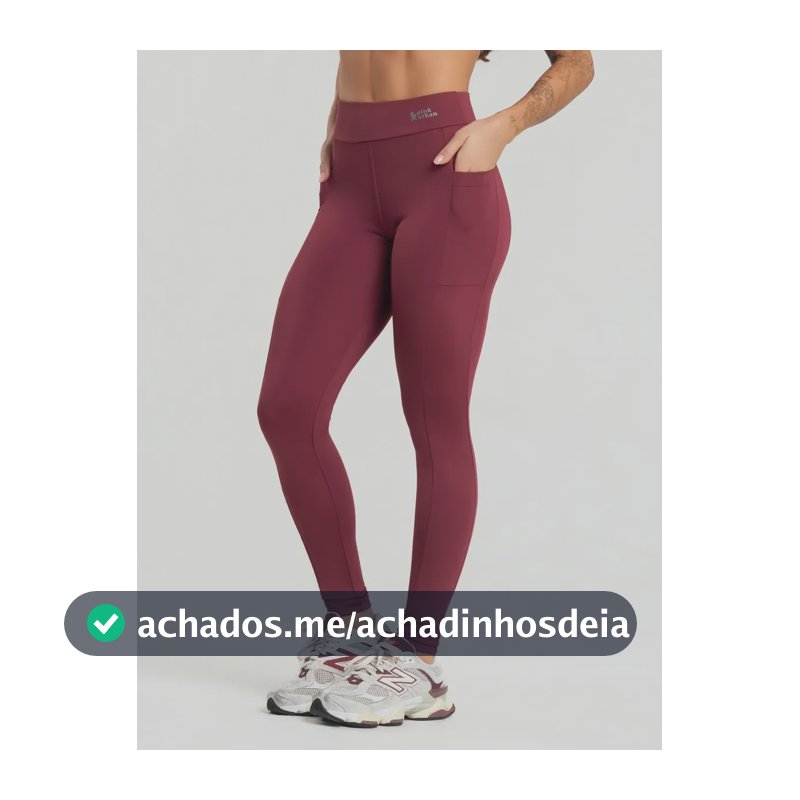 Calça Legging Fitness Feminino Bolso Cintura Alta Balance Marsala Balance P